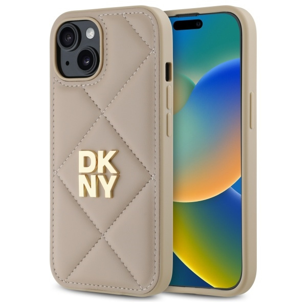 DKNY DKHCP15SPQDSLE iPhone 15 6.1"       beżowy/beige Quilted Stack Logo