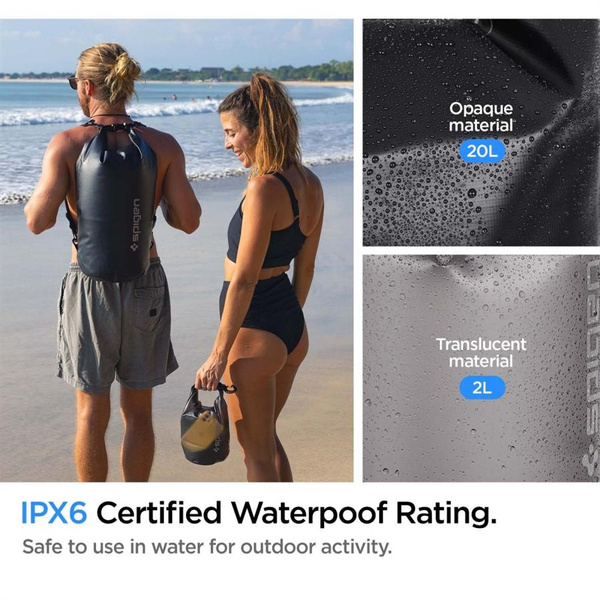 Spigen Aqua Shield A630 Waterproof 20L Bag + 2L Bag - Black