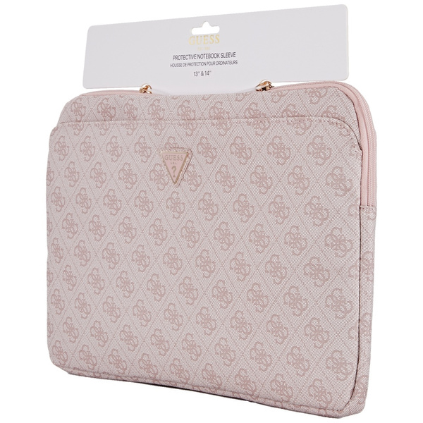 Torba Guess Sleeve 14" 4G Zipper Pocket  Triangle Logo różowy