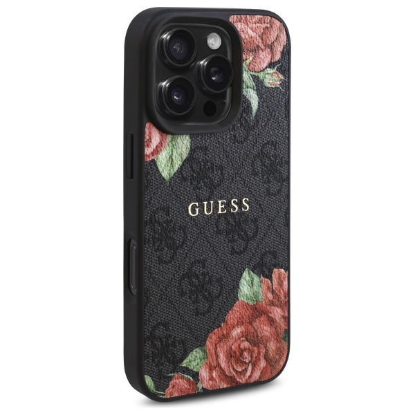 Guess GUHMP16LP4ROPEMCK iPhone 16 Pro    6.3" czarny/black hardcase 4G Flowers Print MagSafe