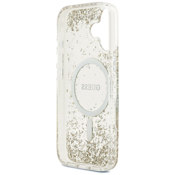 Etui Guess Resin Bottom Glitter MagSafe  do iPhone 17 złoty