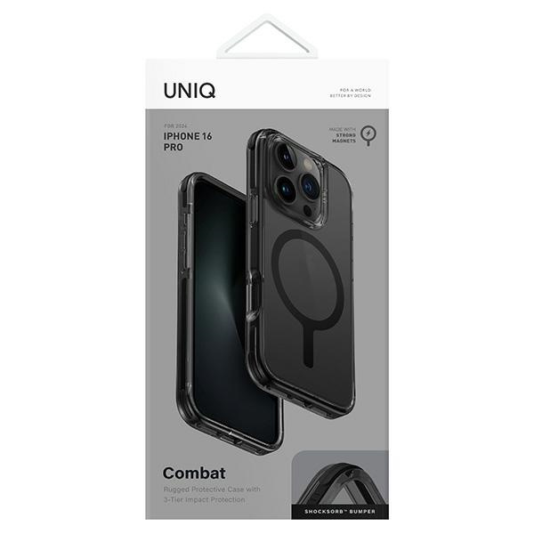 UNIQ etui Combat iPhone 16 Pro 6.3" Magclick Charging czarny/carbon black