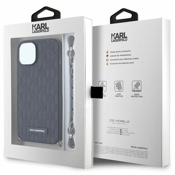 Etui Karl Lagerfeld Saffiano Monogram Chain na iPhone 14 - czarne