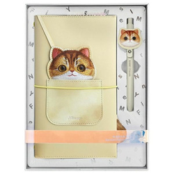 Nimmy Zestaw 2w1 notatnik + długopis khaki Big Eyed Pet 2.0 Cat