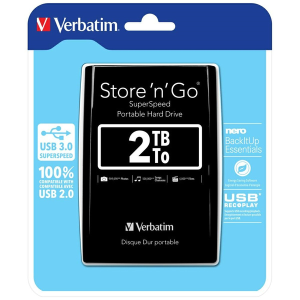 Dysk zewnętrzny Verbatim Store n Go USB  3.0 HDD 2TB czarny 53177