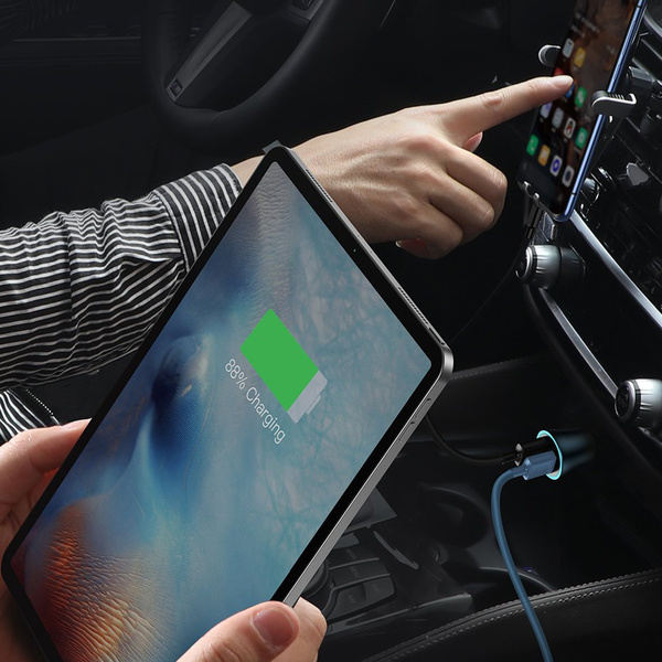 Baseus Golden Contactor Pro car charger USB-C / USB-A 40W PD QC 4+ SCP FCP AFC + cable - gray