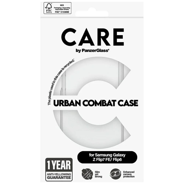 Etui CARE by PanzerGlass Flagship Urban  Combat do Samsung Galaxy Z Flip7 FE / Flip6 przezroczysty