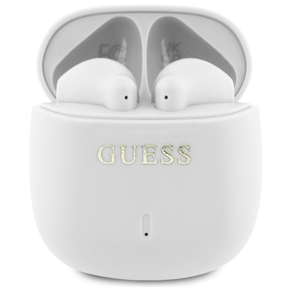 Guess słuchawki Bluetooth GUTWSJ14ESGH   TWS + stacja dokująca biały/white Printed Classic Logo