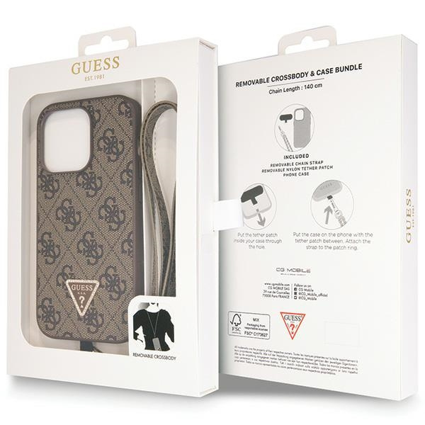 Guess GUHCP14LP4TDSCPW iPhone 14 Pro6.1" brązowy/brown hardcase Crossbody 4G Metal Logo