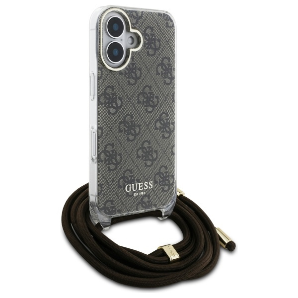 Guess GUHCP16SHC4SEW iPhone 16 6.1"      brązowy/brown hardcase Crossbody Cord 4G Print