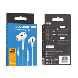 IN-EAR HEADPHONES BLUE POWER BBM30 PRO , 3.5 MM , 1.2M, WITH MICROPHONE , WHITE (EU BLISTER)