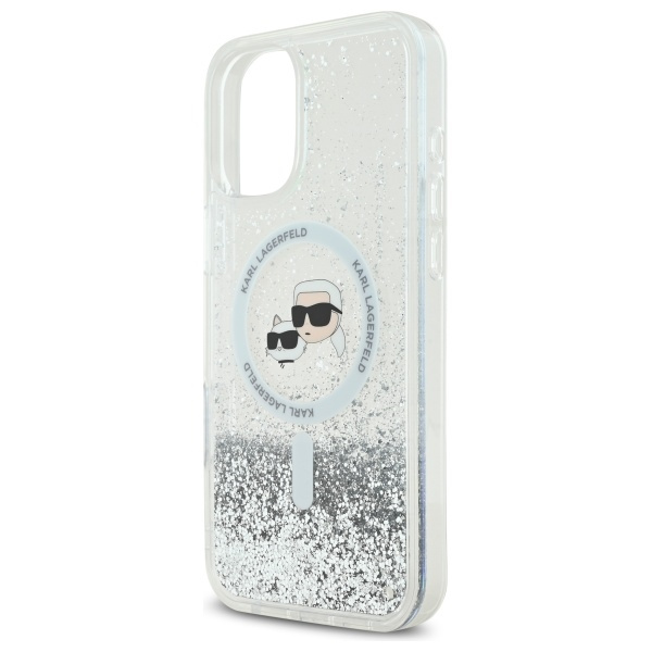 Karl Lagerfeld KLHMP16MLGKCSGH iPhone 16 Plus 6.7" hardcase transparent Liquid Glitter Karl&Choupette Head Magsafe