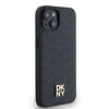 DKNY DKHMP14SPSHRPSK iPhone 14 / 15 / 13czarny/black hardcase Leather Monogram Pattern Metal Logo MagSafe