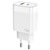 JELLICO wall charger C107 GaN PD 45W 1xUSB-C + 1xUSB QC3.0 White