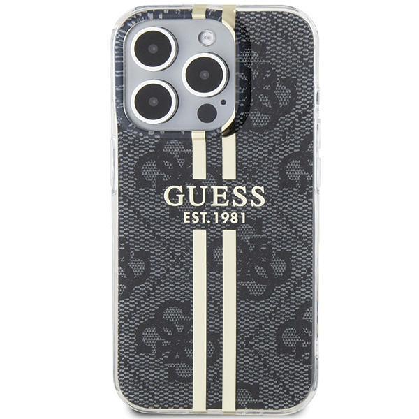 Guess GUHCP15LH4PSEGK iPhone 15 Pro 6.1" czarny/black hardcase IML 4G Gold Stripe