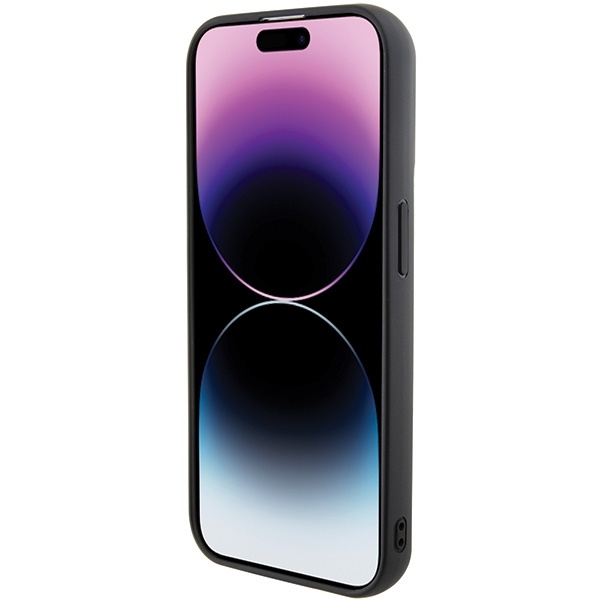 Karl Lagerfeld Gripstand Saffiano Karl&amp;Choupette Pins case for iPhone 15 Pro Max - black