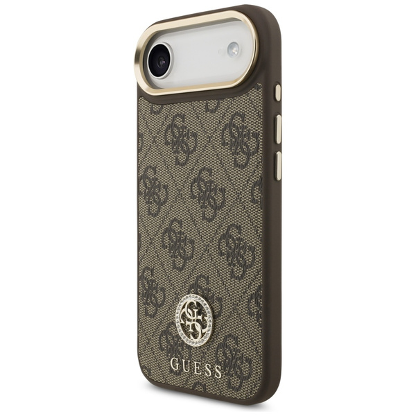 Etui Guess 4G Strass Logo & Big Strap    Metal Buttons MagSafe do iPhone Air brązowy