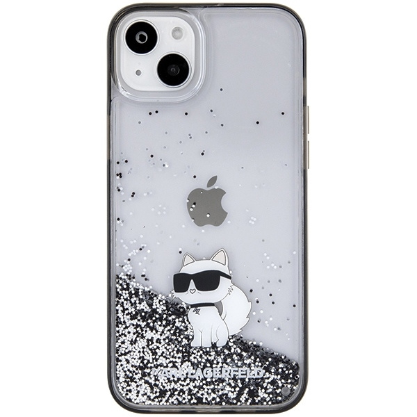 KARL LAGERFELD KLHCP15MLKCNSK IPHONE 15 PLUS / 14 PLUS 6.7" TRANSPARENT HARDCASE LIQUID GLITTER CHOUPETTE