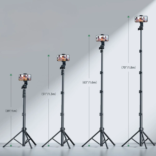 Ugreen LP680 selfie stick with stand and Bluetooth remote control 1.8m - black