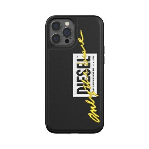 Diesel Moulded Case Embroidery iPhone12 Pro Max czarno-limonkowy/black-lime 42508