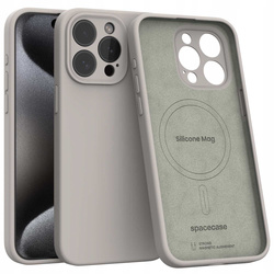 Spacecase Etui Silicone Mag iPhone 15 Pro Max stone