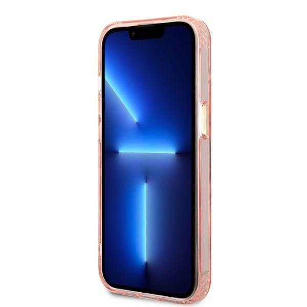 Guess GUHMP13MHTCMP iPhone 13 / 14 / 15 6.1" różowy/pink hard case Gold Outline Translucent MagSafe