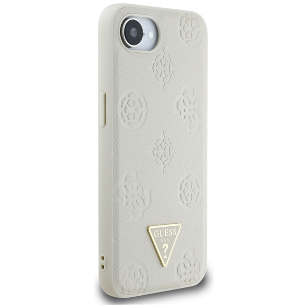 Etui Guess Grained Hot Stamp Peony       Triangle Logo MagSafe do iPhone 16e beżowy