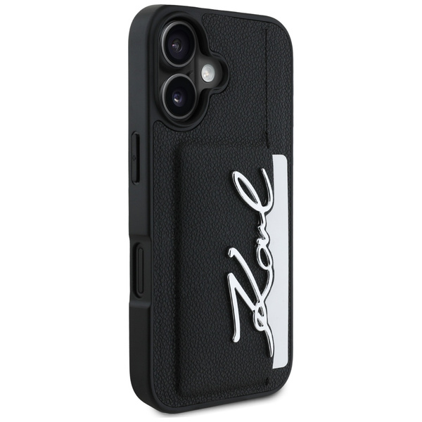 Etui Karl Lagerfeld HC Grained PU         Cardslot Metal Signature do iPhone 16 czarny