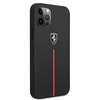 Ferrari FEOMSHCP12MBK iPhone 12/12 Pro czarny/black hardcase Off Track Leather Nylon Stripe