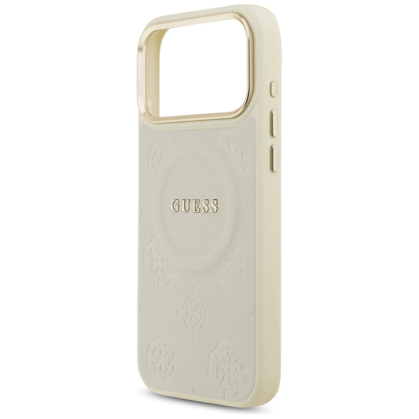Etui Guess Peony Hot Stamp MagSafe do    iPhone 17 Pro Max beżowy