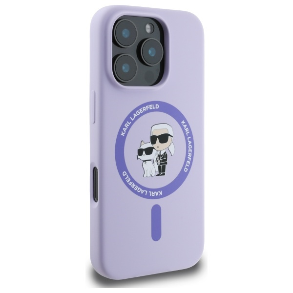 Karl Lagerfeld KLHMP16LSCMKCRHU iPhone 16 Pro fioletowy/purple HC MagSafe Silicone KC Heads Ring