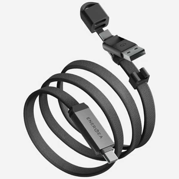 Kabel Energea Sheath Travel 2w1 USB-C do USB-C/USB-A 480Mbps 60W 1.2m gunmetal