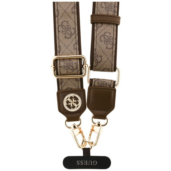 Uniwersalna smycz Guess Universal CBDY   4G Tether Patch Strass Metal Logo brązowy