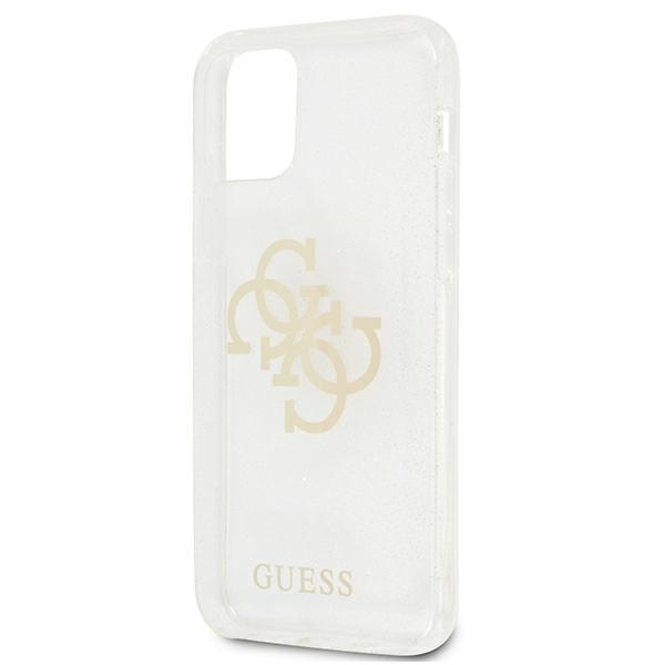 Guess GUHCP12LPCUGL4GTR iPhone 12 ProMax 6,7" transparent hard case Glitter 4G Big Logo