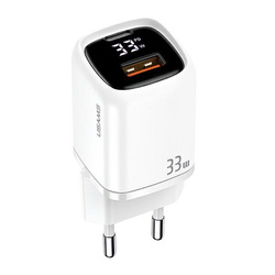 USAMS ŁAD. SIEC. 1XUSB-C+1XUSB T46 33W (ONLY HEAD) PD3.0 +QC3.0 FAST CHARGING BIAŁY /WHITE CC152TC02 (US-CC152)