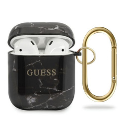 Guess GUACA2TPUMABK AirPods 1/2 cover czarny/black Marble Collection