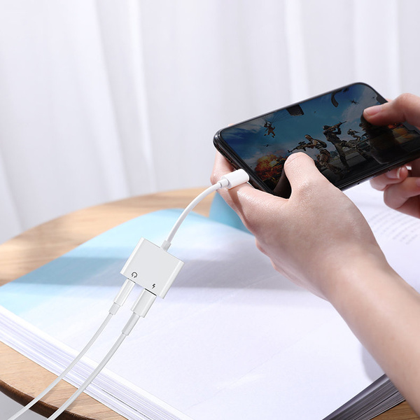 JOYROOM LIGHTNING - LIGHTNING / 3,5 MM MINI JACK HEADPHONE ADAPTER AUDIO AND CHARGING WHITE (S-Y104)