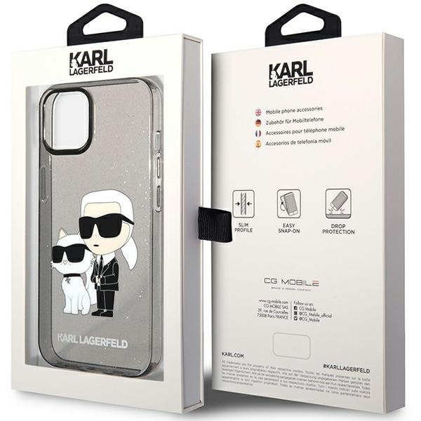 KARL LAGERFELD KLHCP12MHNKCTGK IPHONE 12 /12 PRO 6,1" CZARNY/BLACK HARDCASE GLITER KARL&CHOUPETTE