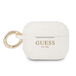 GUESS GUAPSGGEH AIRPODS PRO COVER WHITE/WHITE SILICONE GLITTER