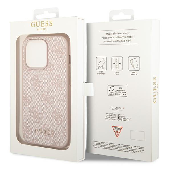 Guess GUHCP14LG4GFPI iPhone 14 Pro6,1" różowy/pink hard case 4G Metal Gold Logo