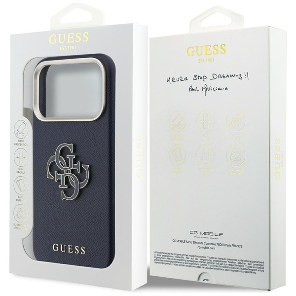 Etui Guess FW Resin Logo do iPhone 17    Pro Max niebieski