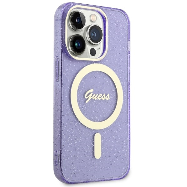 Guess GUHMP14XHCMCGU iPhone 14 Pro Max6.7" purpurowy/purple hardcase Glitter Gold MagSafe