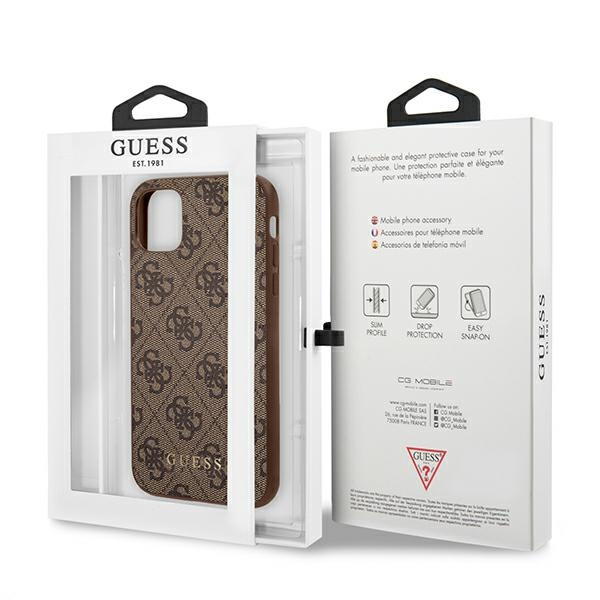Guess GUHCN61G4GFBR iPhone 11 / Xr 6,1"brązowy/brown hard case 4G Metal Gold Logo