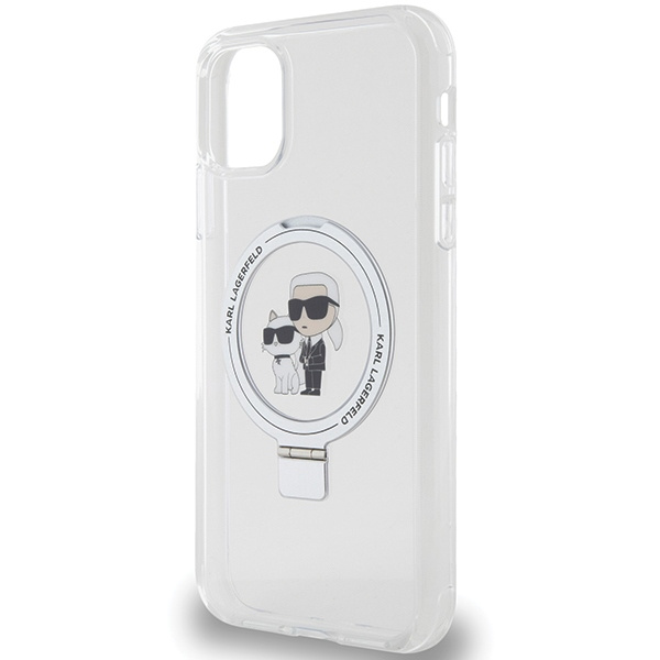 Etui Karl Lagerfeld Ring Stand Karl&Choupettte MagSafe do iPhone 11 / Xr - białe