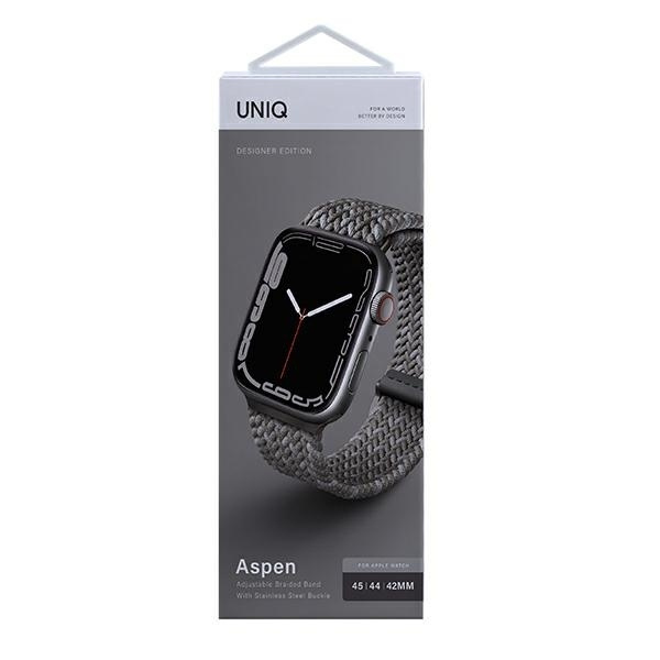 Pasek UNIQ Aspen Braided na Apple Watch 1/2/3/4/5/6/7/8/SE/SE2 44/42/45mm - szary