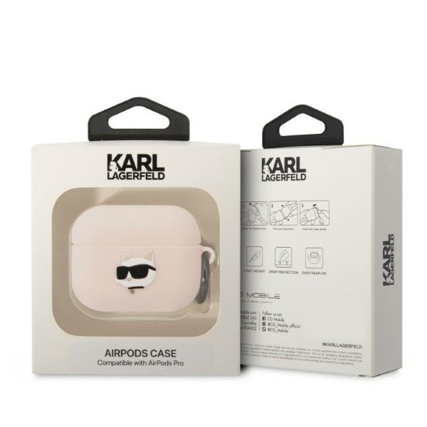 Karl Lagerfeld KLAPRUNCHP AirPods Pro cover pink/pink Silicone Choupette Head 3D