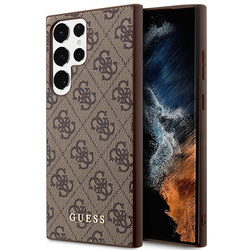 GUESS GUHCS23LG4GFBR S23 ULTRA S918 BRĄZOWY/BROWN HARD CASE 4G METAL GOLD LOGO