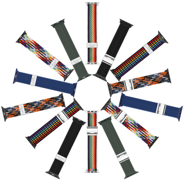 Dux Ducis Strap (Mixture II Version) Apple Watch SE strap, 9, 8, 7, 6, 5, 4, 3, 2, 1 (41, 40, 38 mm) braided strap pale stripes bracelet