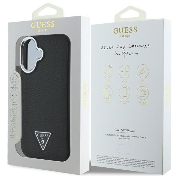 Guess GUHMP16SPGTSPSK iPhone 166.1" czarny/black hardcase Grained Triangle MagSafe