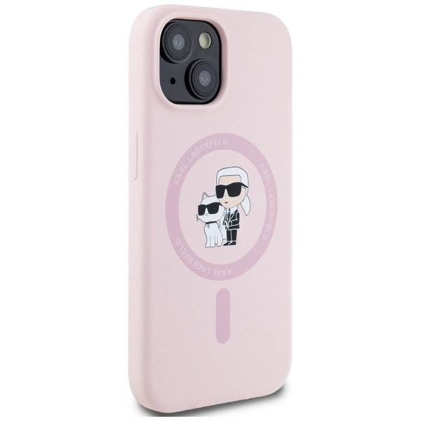 Etui Karl Lagerfeld Silicone             Karl&Choupette MagSafe do iPhone 15 Plus różowy